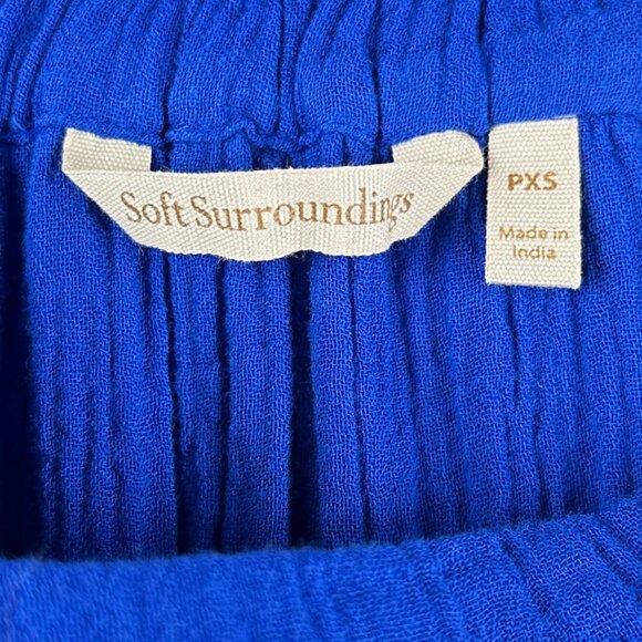 Soft Surroundings Tiered Blue Two Pocket A-Line Cotton Skirt Size PXS - Picture 6 of 10